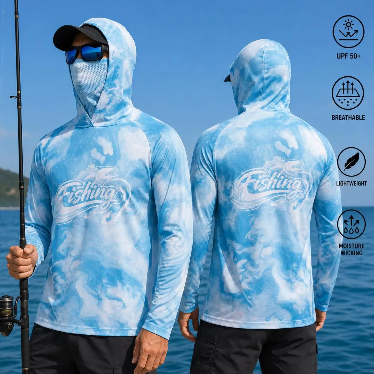 Mens Fishing Hooded Shirt UPF5 - Fishing ulasan dan harga