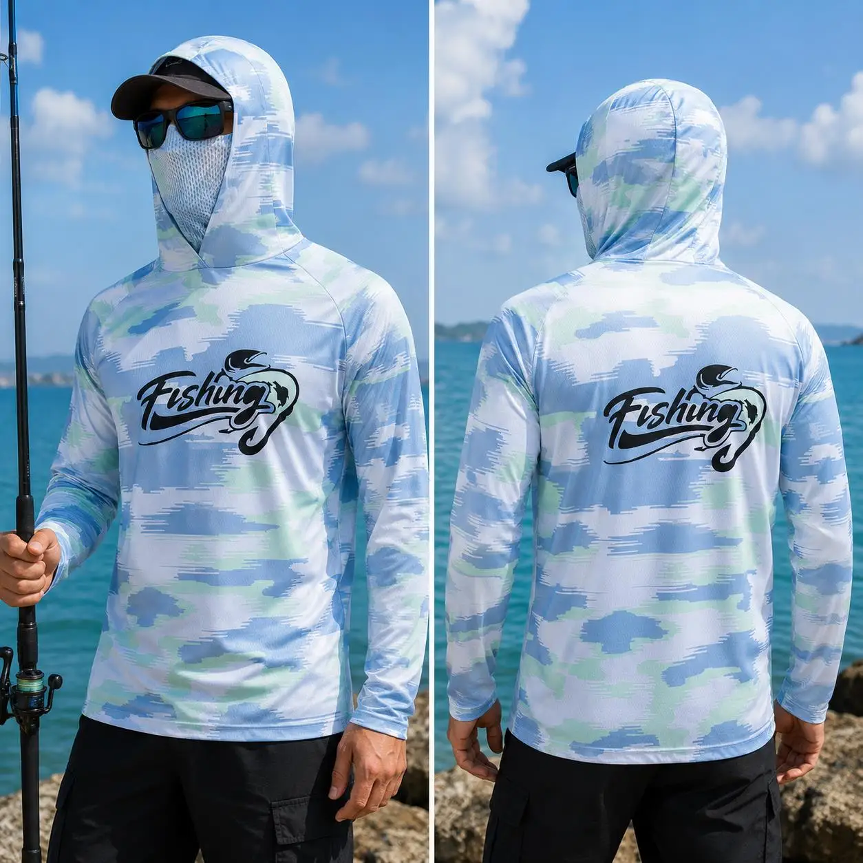 Mens Fishing Hooded Shirt UPF5 - Fishing ulasan dan harga
